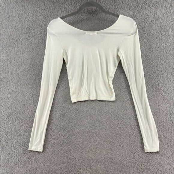 Joah Brown Stretch Modal Long Sleeve Crop Top | S/M | Made in USA - Picture 3 of 8